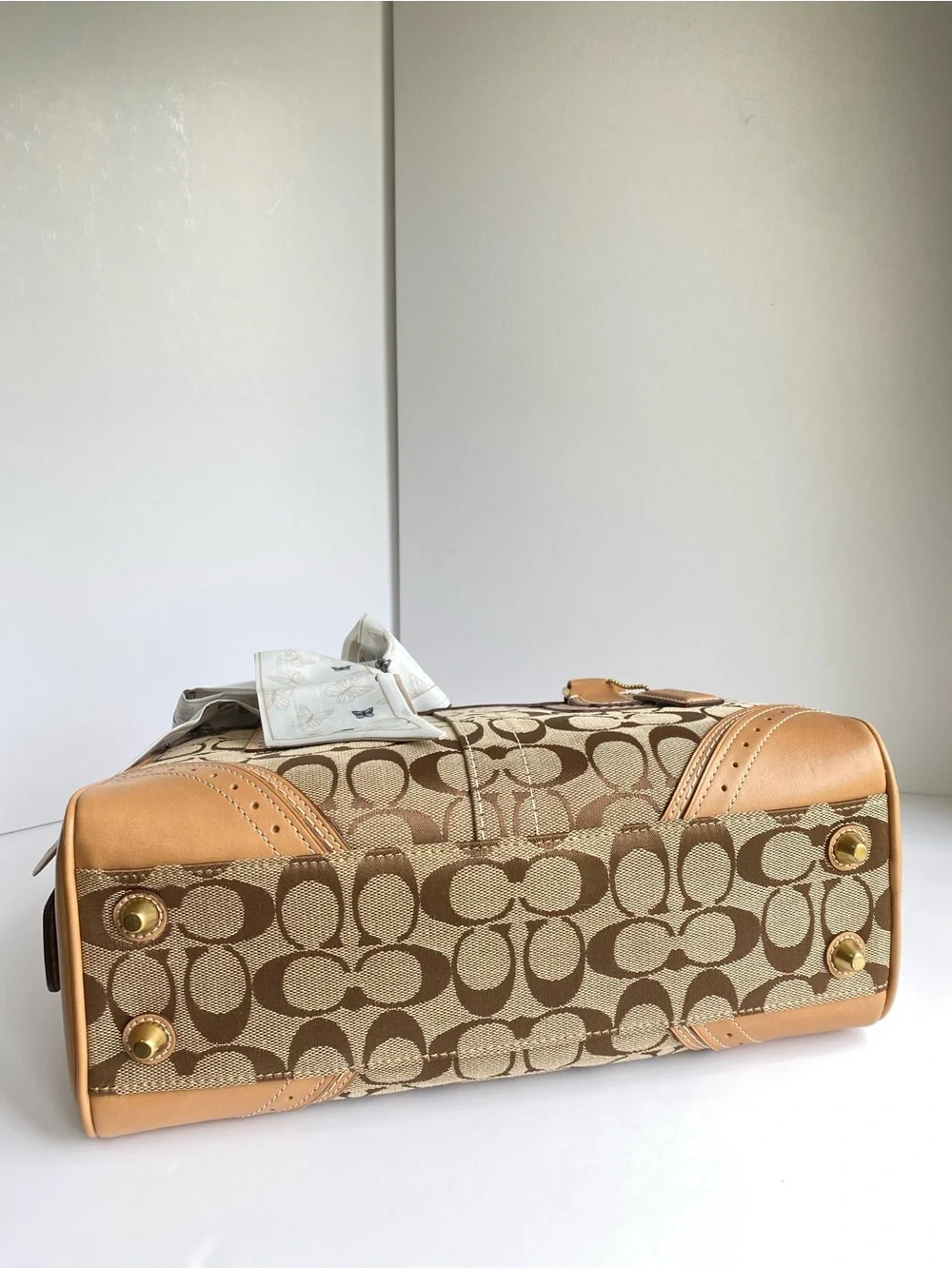 Coach Y2K Hampton Signature Canvas with Perforated Leather Trim Traditional Tan - Picture 11 of 16